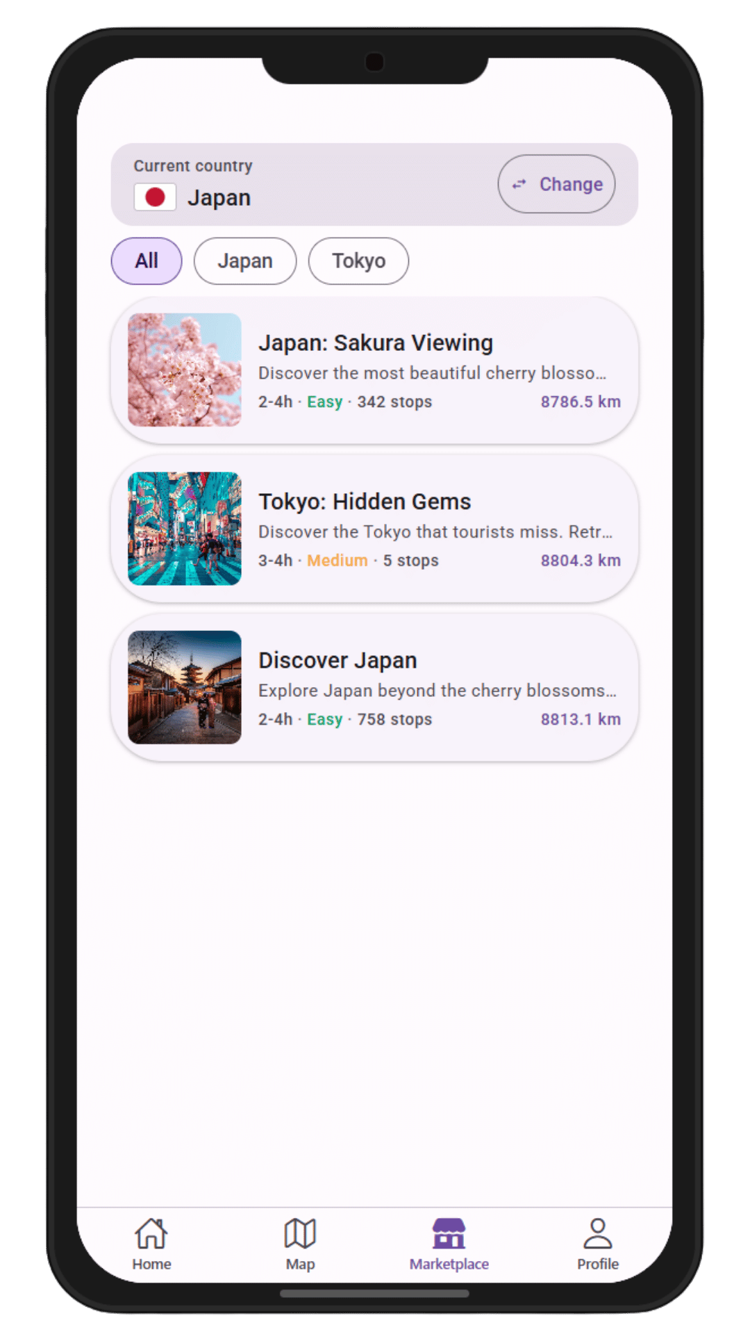 Aplikacja WeGuide AI — marketplace tras od najbardziej lubianych twórców Japonii
